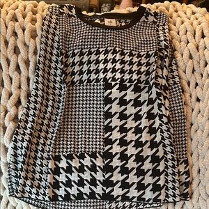 CAbi Black and White Houndstooth Blouse